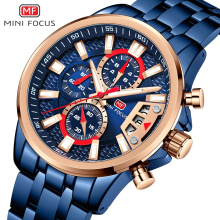 Mini Focus 0352G Color Steel Quartz Watches for Men Chrono Waterproof Male Minifocus Watch